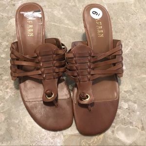 Ralph Lauren leather kitten heel sandal Sz9